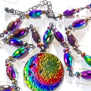 RNBW Moon Pendant Necklace